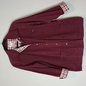 VTG Cabin Creek Barn Coat Women XLP Button Front Coastal Chore 90s Burgundy